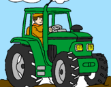 Dibuix Tractor en funcionament  pintat per isaac i gemma llombart
