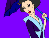 Dibuix Geisha amb paraigua pintat per helena