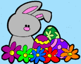Dibuix Conillet de Pasqua pintat per lila