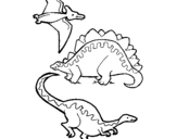 Dibuix Tres classes de dinosauris  pintat per j