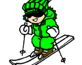 Dibuix Nen esquiant  pintat per MONICA