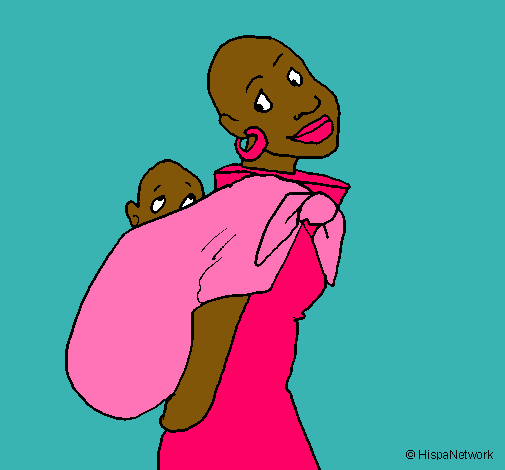 Africana amb mocador portabebé