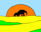 Dibuix Elefant en l'alba pintat per AITOR S