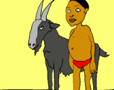 Dibuix Cabra i nen africà pintat per JOSEP MARIA