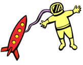 Dibuix Coet i astronauta pintat per diego