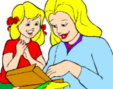 Dibuix Mare i filla pintat per marta sert casademont