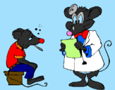 Dibuix Doctor i pacient ratolí pintat per BRUNA