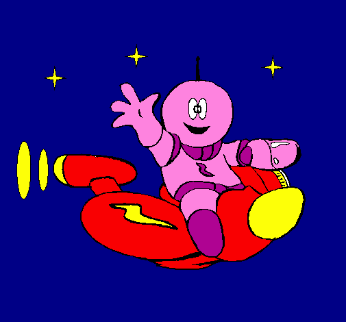 Marcià amb moto espacial