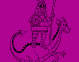 Dibuix Sant Jordi i el drac pintat per QUIM  MOYA PORRAS