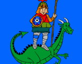 Dibuix Sant Jordi i el drac pintat per roger