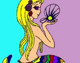 Dibuix Sirena i perla pintat per mina