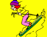 Dibuix Esquiadora pintat per mar domingo lopez