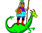 Dibuix Sant Jordi i el drac pintat per LLUC
