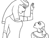 Dibuix Mare i fill egipcis pintat per adria