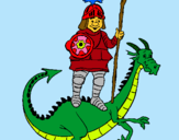 Dibuix Sant Jordi i el drac pintat per ÍNGRID WAPA