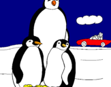 Dibuix Família pingüí  pintat per alex