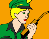 Dibuix Policia amb el walkie pintat per superior a maria