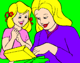 Dibuix Mare i filla pintat per laia camprubí
