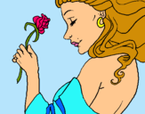 Dibuix Princesa amb una rosa pintat per aina