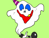 Dibuix Fantasma amb barret de festa pintat per astrid