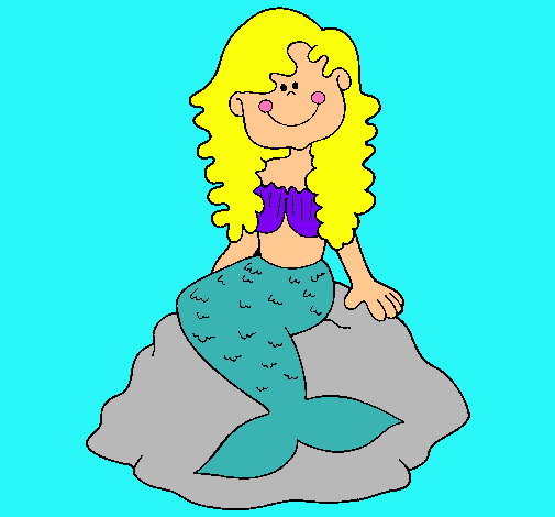 Sirena asseguda en una roca 