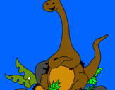 Dibuix Diplodocus assegut  pintat per mirakinpal