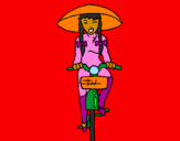 Dibuix Xina amb bicicleta pintat per núria