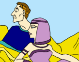 Dibuix Cèsar i Cleòpatra pintat per jose irene