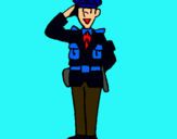 Dibuix Policia saludant pintat per DIDAC