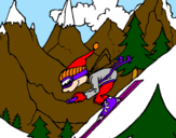 Dibuix Esquiador pintat per LEO