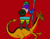 Dibuix Sant Jordi i el drac pintat per Guillem