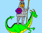 Dibuix Sant Jordi i el drac pintat per KAJ
