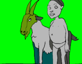 Dibuix Cabra i nen africà pintat per eric 4