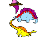 Dibuix Tres classes de dinosauris  pintat per orioltorrentsgrau