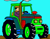 Dibuix Tractor en funcionament  pintat per jan