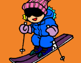 Dibuix Nen esquiant  pintat per Lena Casanoves Giol