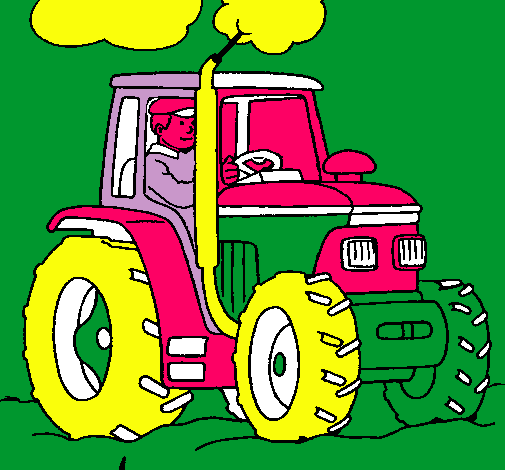 Dibuix Tractor en funcionament  pintat per GERARD GIRIBET