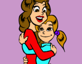 Dibuix Mare i filla abraçades pintat per laia