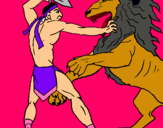 Dibuix Gladiador contra lleó pintat per carmen4