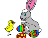 Dibuix Pollet, conillet i ous pintat per ferran
