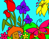 Dibuix Fauna i flora pintat per el jardin felix