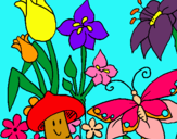 Dibuix Fauna i flora pintat per flores