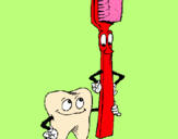 Dibuix Queixal i raspall de dents pintat per enara 