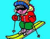 Dibuix Nen esquiant  pintat per MARINA QUITXE