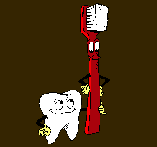 Dibuix Queixal i raspall de dents pintat per bet