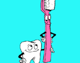 Dibuix Queixal i raspall de dents pintat per carla