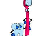 Dibuix Queixal i raspall de dents pintat per CATERINA