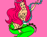 Dibuix Sirena entre bombolles pintat per elia
