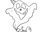 Dibuix Fantasma amb barret de festa pintat per fantasmarta