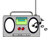 Dibuix Radio cassette 2 pintat per muriel